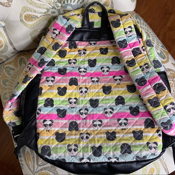 LUV Betsey Johnson MultiColor Panda Backpack Heart - Picture 4 of 4